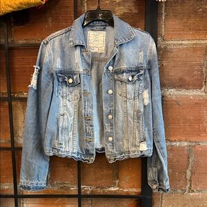 Angel Kiss Light Blue Distressed Jean Jacket